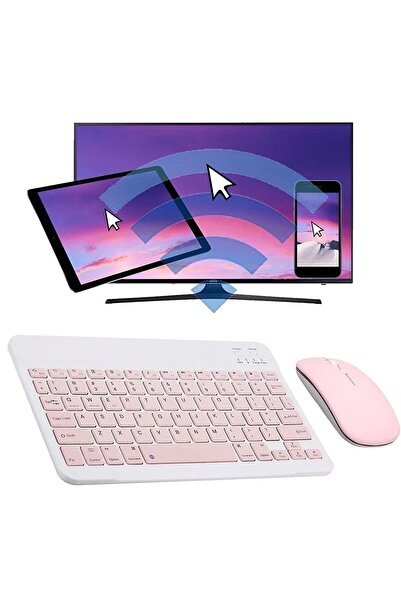 TahTicMer Tüm Cihazlara Uyumlu Akıllı Taşınabilir Şarj Edilebilir Kablosuz Bluetooth Klavye + Mause