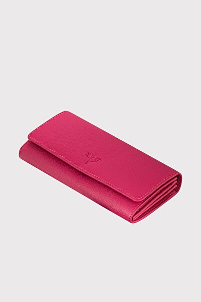 Garbalia Fuchsia Colored Angel Genuine Leather Women's Wallet - with Mobile Phone Compartment