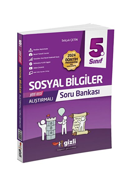 Gizli Yayınları 5.SINIF SOSYAL BİLGİLER ALIŞTIRMALI SORU BANKASI 2025 YENİ MÜ...
