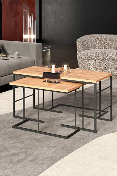 Reyo Solo Orta Sehpa Zigon Sehpa Set Atlantik Çam