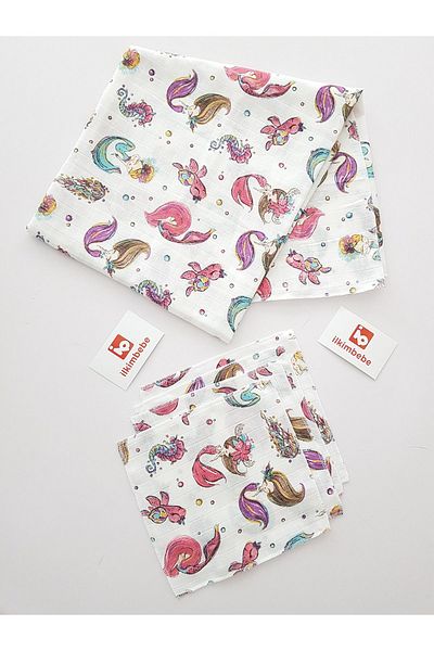 ilkimbebe Mermaid Muslin Blanket Handkerchief Set