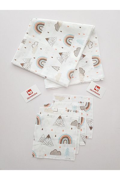 ilkimbebe Rainbow Patterned Cloudy Muslin Blanket Set