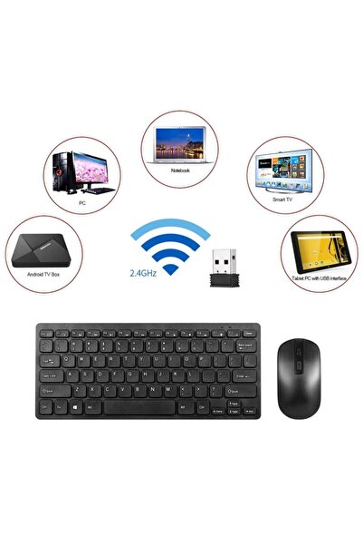 TahTicMer Lenovo A8-50 A5500-f Kablosuz Wireless Taşınabilir Klavye Mouse Set Q Klavye