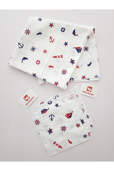 ilkimbebe Muslin Blanket - Sailor Handkerchief Set