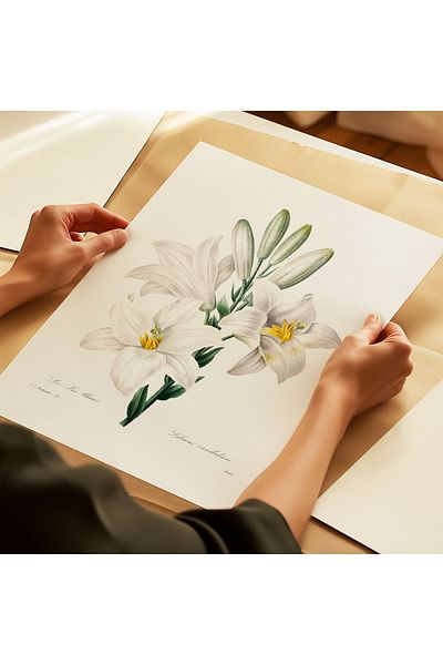 ARTHOUSECOLLECTIVE Αφίσα White Lily - Pierre J.r. - Βοτανική αφίσα - Αφίσα χωρίς πλαίσιο για ζωγραφική