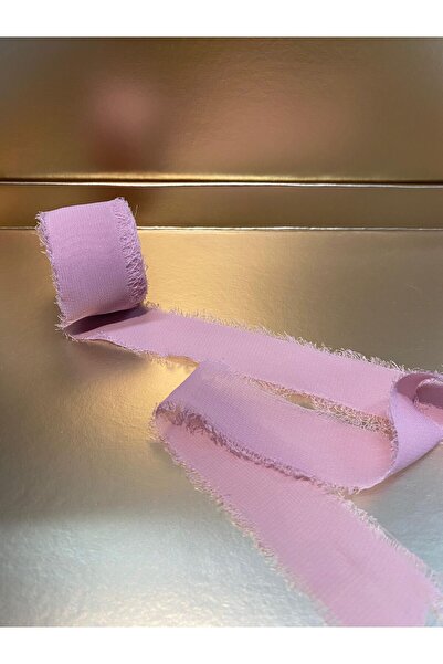 AKEL TEKSTİL 5 Meters Chiffon Ribbon - 2.5 cm Powder Color, Weathered Edge