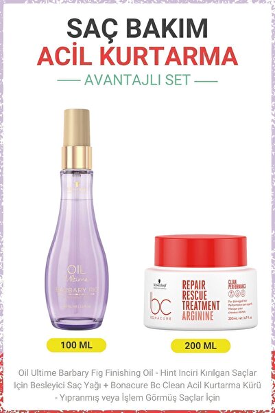 Bonacure Barbary Fig Finishing Oil - Besleyici Saç Yağı + BC Clean Acil Kurta...