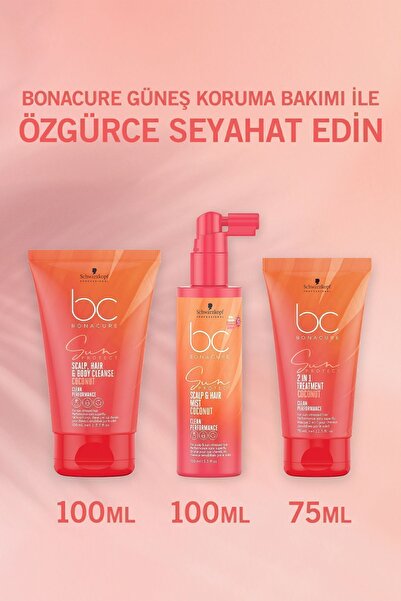 Bonacure Bc Sun Protect Güneş Koruma 3'lü Saç Bakım Seti - Çanta Hediyeli - Kütikül Onarıcı Vegan Keratin