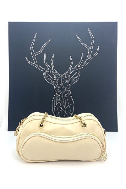 Seniorah Cream Colored Flat Strap Shoulder and Hand Women's Bag