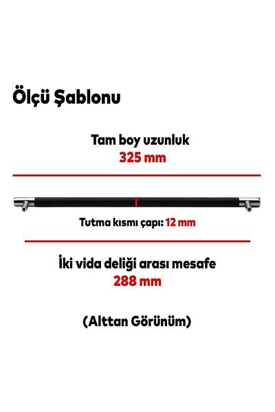 Badem10 Hitit din metal cromat negru - 288 mm (28,8 cm) Mâner dulap sertar pentru mobilier de bucătărie