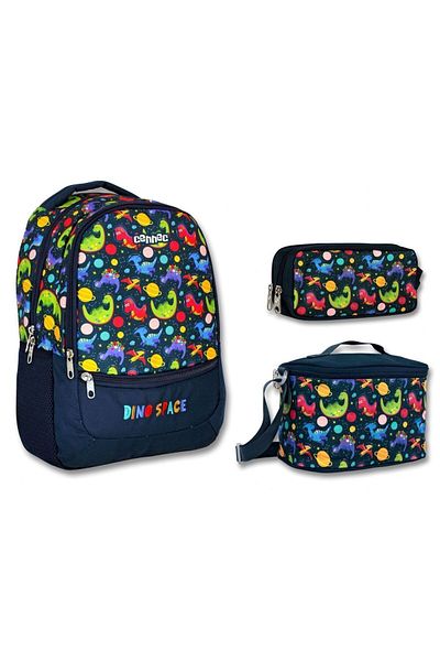 ÜMİT ÇANTA Cennec Black Dinosaurs Primary School Backpack Set - Boy