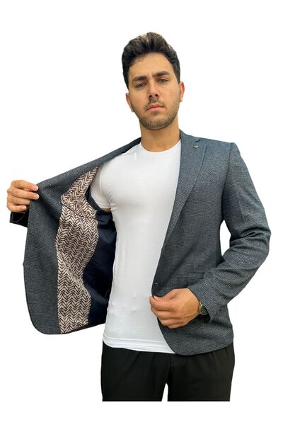 Luisero Çizgili Erkek Blazer Spor Ceket-1474