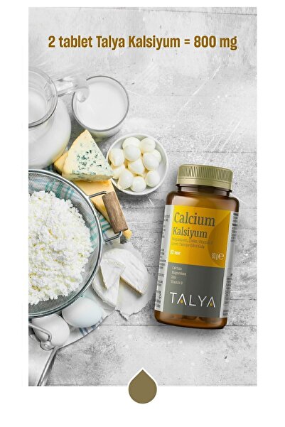 Talya Kalsiyum, Magnezyum, Çinko, Vitamin D Içeren Takviye Edici Gıda, 60 Tablet
