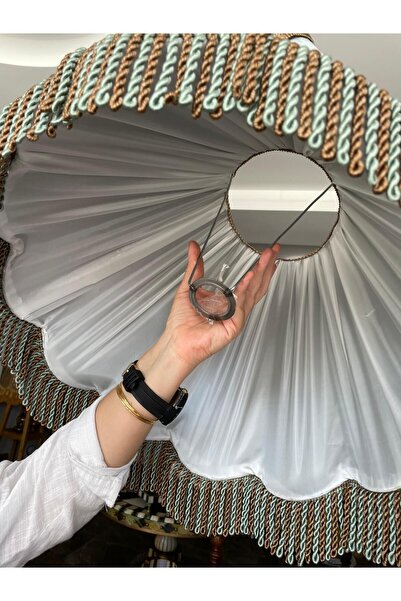 artsondekorasyon 1. Sınıf Kadife Eşsiz Tasarımlı Lambader, Ahşap Ayaklı, Aydınlatma Aksamı Dahil. (178CM YÜKSEKLİK)