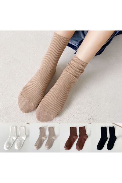 çorapmanya 4 Çift Kadın Çok Renkli Rahat Fitilli Lastiksiz Çorap