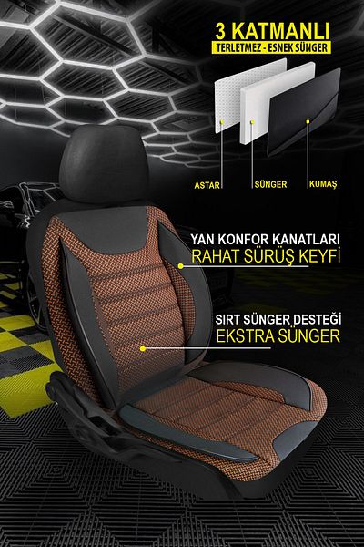 Garaj Marketim Eco Jacquard Bronze Alfa Romeo 156 Compatible Car Seat Cover