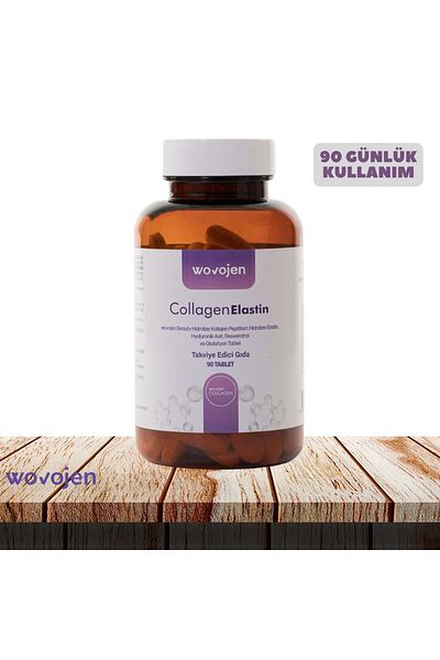 wovojen Collagen Beauty Hydrolyzed Elastin, Hyaluronic Acid, Resveratrol 90 Tablets