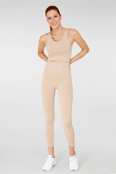 Jerf Luz Belt Rip Detaillierte, straffende Leggings mit hoher Taille, Beige