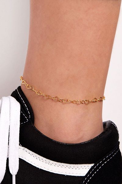 Elika Silver Heart Chain Model Women's Anklet - Bjelk2508