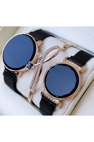Spectrum Couple Wristwatch Metal Cord Touch LED Lover Watches (Bracelet Not Included)