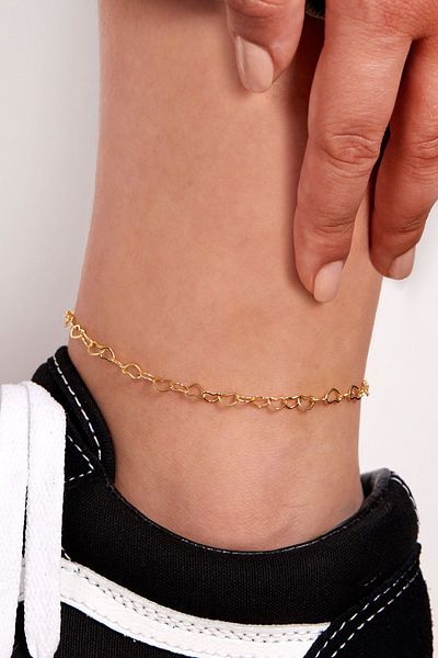 Elika Silver Heart Chain Model Women's Anklet - Bjelk2508