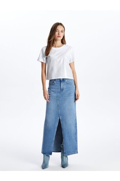 Dexia Lyon - Yırtmaçlı Uzun Denim Etek - EW3103