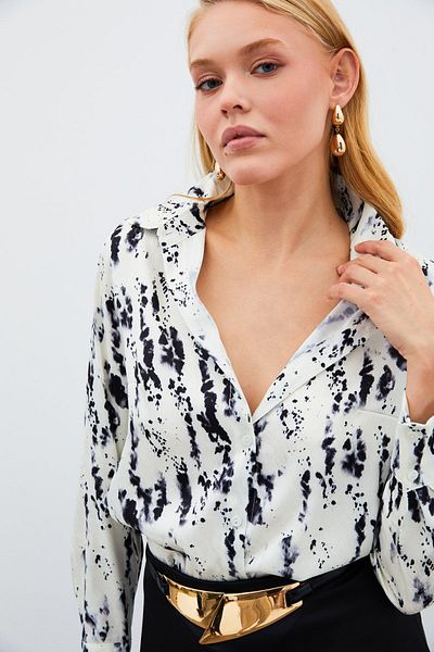 Sateen Cămașă lungă topită - NEGRU