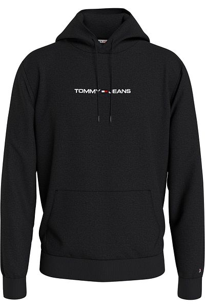 Tommy Hilfiger Men's Brand Flag Logo Hooded Black Sweatshirt Dm0dm18130-bds