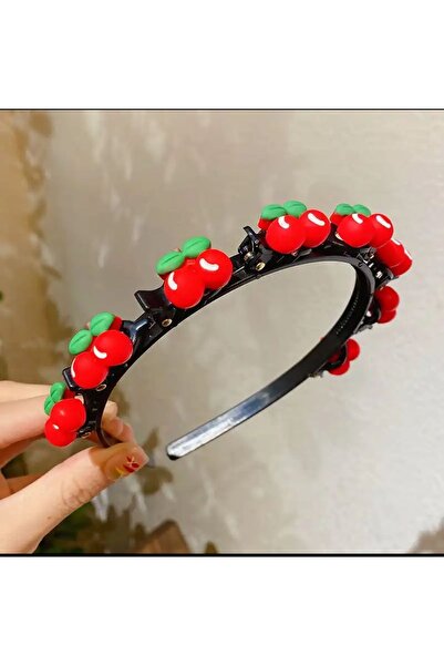 EyER Shoping Yeni trend moda mandal pensli tokalı kadın çocuk tacı kiraz meyv...