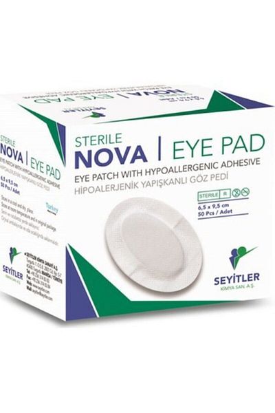 Nova Pad Sterile Hypoallergenic Adhesive Oval Eye Pad 6.5X9.5 cm
