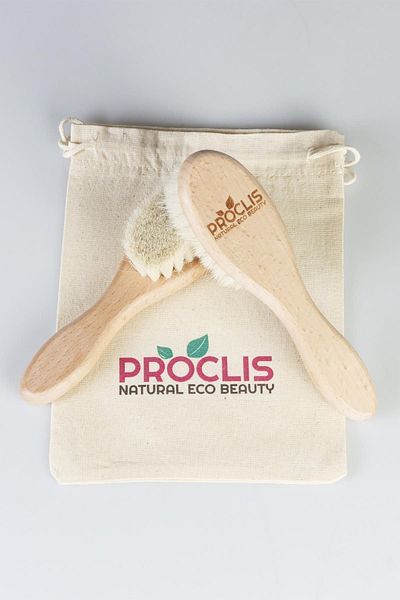proclis Baby Hair Brush Natural Goat Hair Brush for Newborn Children Name Printable, Comb Gift