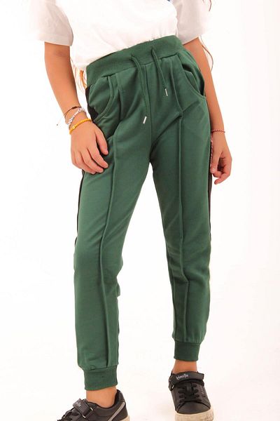 Perendi Garni Detailed Girl's Sweatpants Green