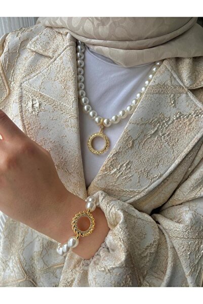 ENT COLLECTİON YARIM ALTIN UYUMLU İNCİLİ KOLYE VE ÇEYREK ALTIN UYUMLU İNCİLİ ...