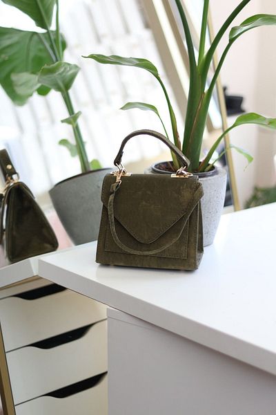 Moom Bag Geantă de umăr pentru femei, kaki, cu textura antică, cu curea