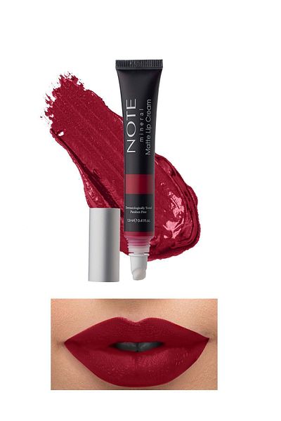 NOTE Mineral Matte Lip Cream Semi Matte Finish Liquid Lipstick 06 Go Red - Red