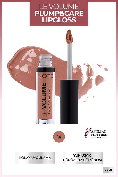 NOTE Le Volume Plump & Care Lipgloss Nemlendirici Dudak Parlatıcısı - 14 Bare Blush - Nude