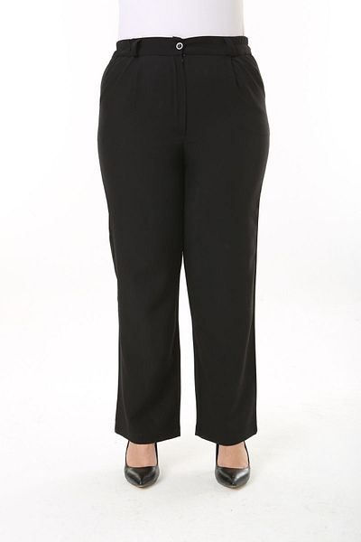 Era Lisa Large Size Fabric Trousers with Wide Leg Elastic Waist