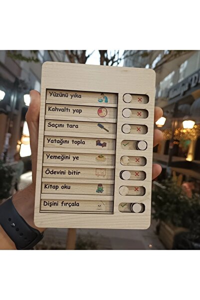 Emrah Gültekin قائمة الروتين اليومي الخشبية، قطعة واحدة من قائمة التحقق من الألعاب التعليمية، لعبة هدية وحلوى