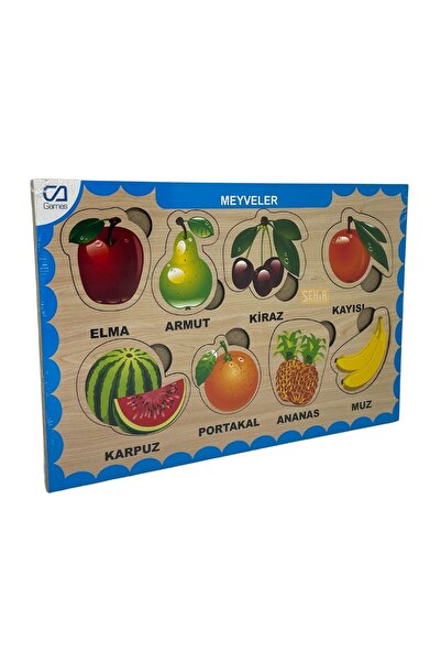 CA Games Meyveler 8 Parça 29.5x19.5cm Eğitici-Öğretici Sağlıklı Ahşap Çocuk P...