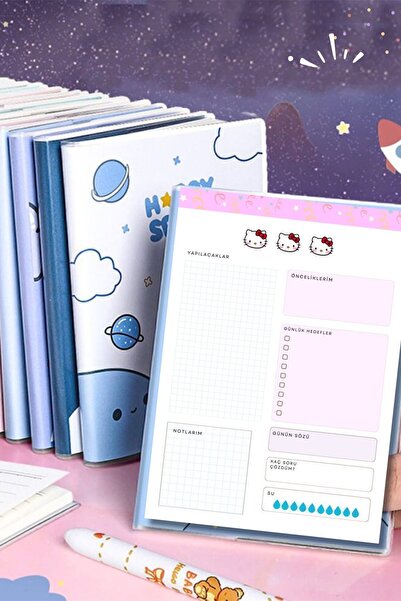 PastelSanat Hello Kitty مخطط يومي مخطط دراسة الدراسة مخطط يومي A5