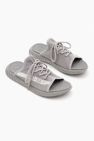 Tonny Black Special Production Unisex Gray White Knitwear Slippers - Tbtr