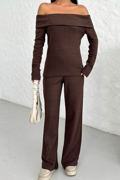 Know Női barna Thessaloniki Fabric Madonna gallér alsó felső nadrágkosztüm