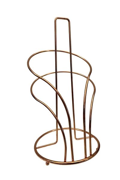 Maksipazar Patterned Gold Plated Paper Towel Holder, Circle Napkin Holder, Backed Metal Towel Holder