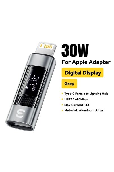 essager Type-C To İphone Lightning 30W Hızlı Adaptör Çevirici Dijital Göstergeli Son Nesil Teknoloji