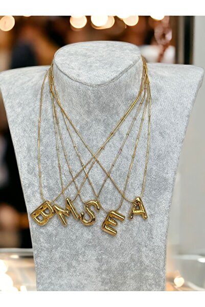 İNN JEWELLERY Çelik (A) Harfli Balon Kolye Antialerjik