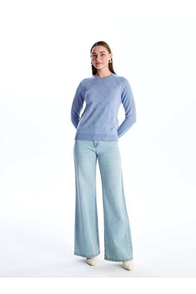 LC Waikiki Bisiklet Yaka Kendinden Desenli Uzun Kollu Kadin Triko Kazak - W40466z8