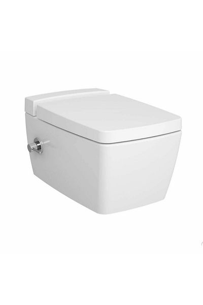 VitrA Hanging Toilet with Detergent Reservoir, Integrated Intermediate Faucet, Soft Cover Included