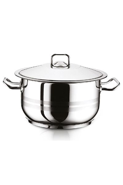 Hascevher Gastro Çelik Tencere 28x18 cm 18/10 CrNi Çelik Kapak-Çelik Kulp