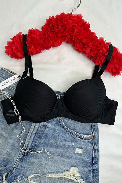 Morensa Βασικό μοτίβο Underwire Push Up Μαύρο σουτιέν
