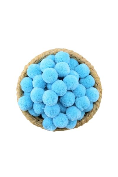 Kalben Kumaş صوف بوم بوم أزرق نعناعي - 2 سم، 50 قطعة